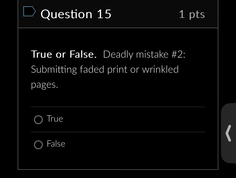 D Question 7 1 pts After the concept and possibly