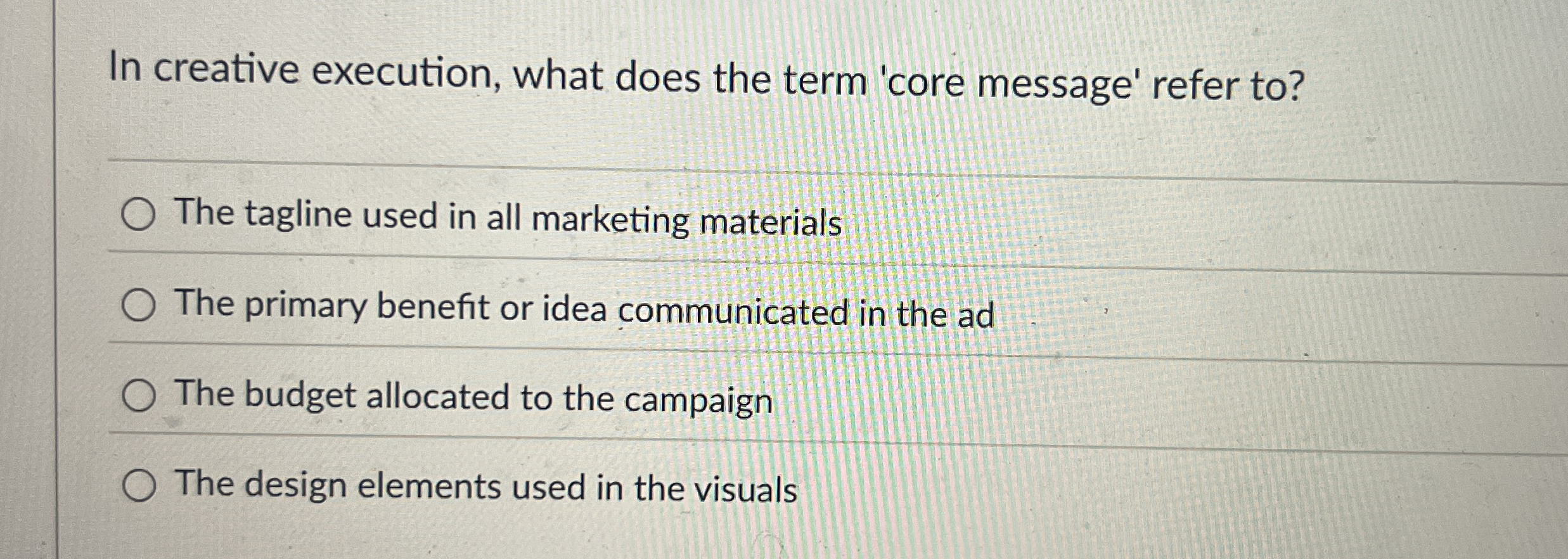 In creative execution, what does the term 'core