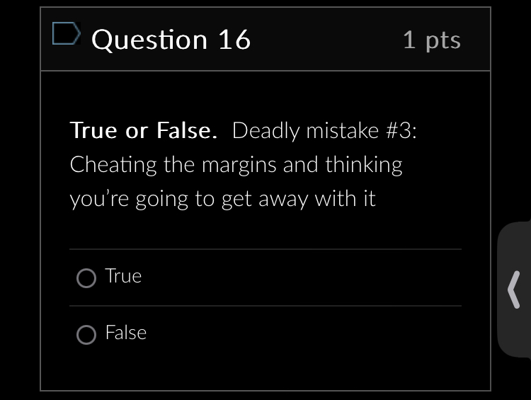 D Question 7 1 pts After the concept and possibly