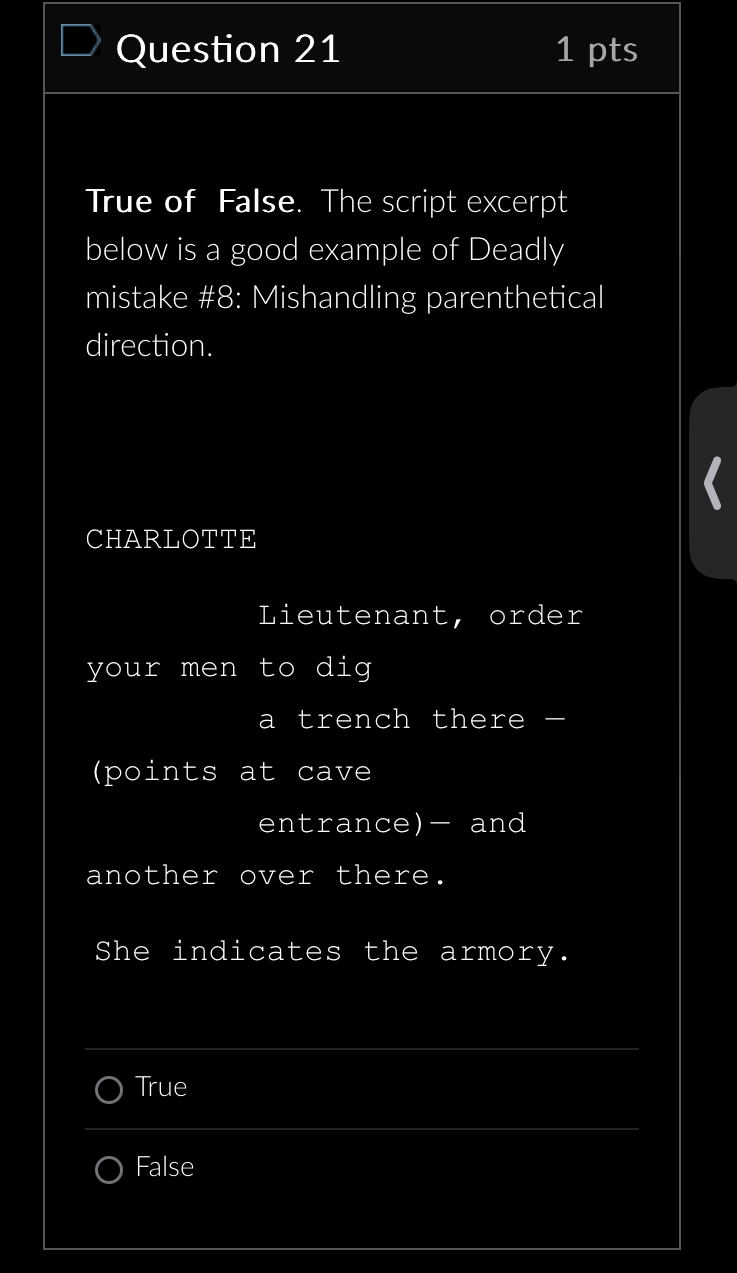 D Question 7 1 pts After the concept and possibly