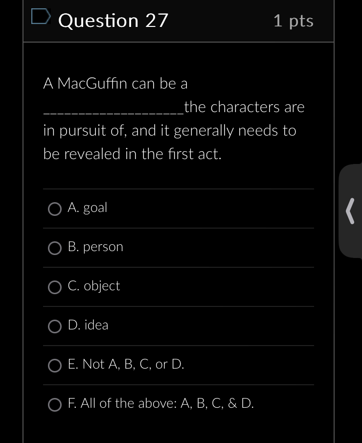 D Question 7 1 pts After the concept and possibly