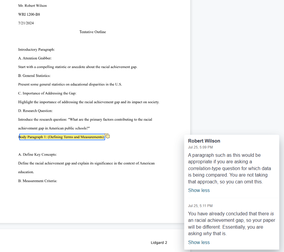 This outline below needs to be redone with