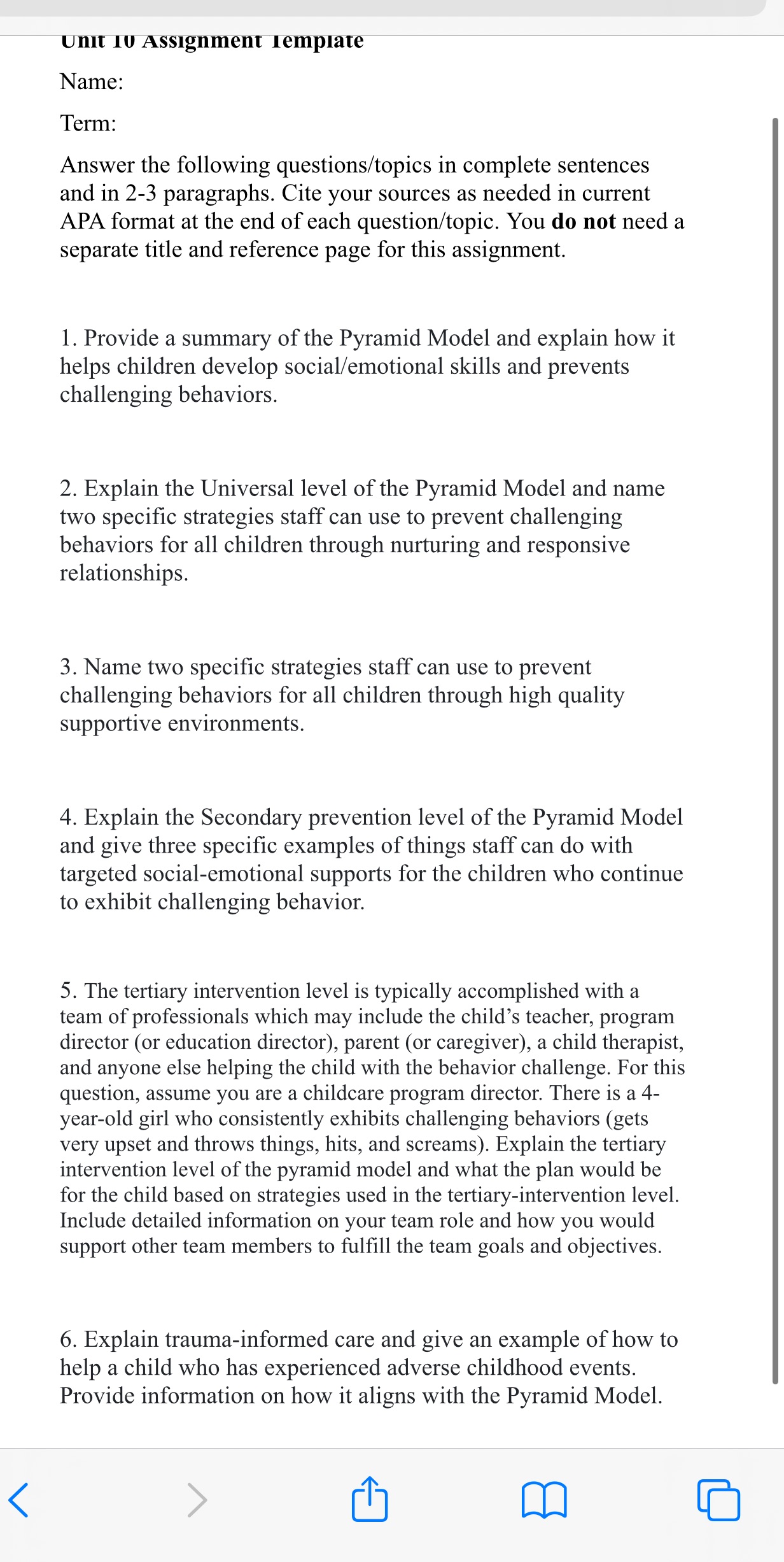 unit 1V Assignment lemplate Name: Term: Answer