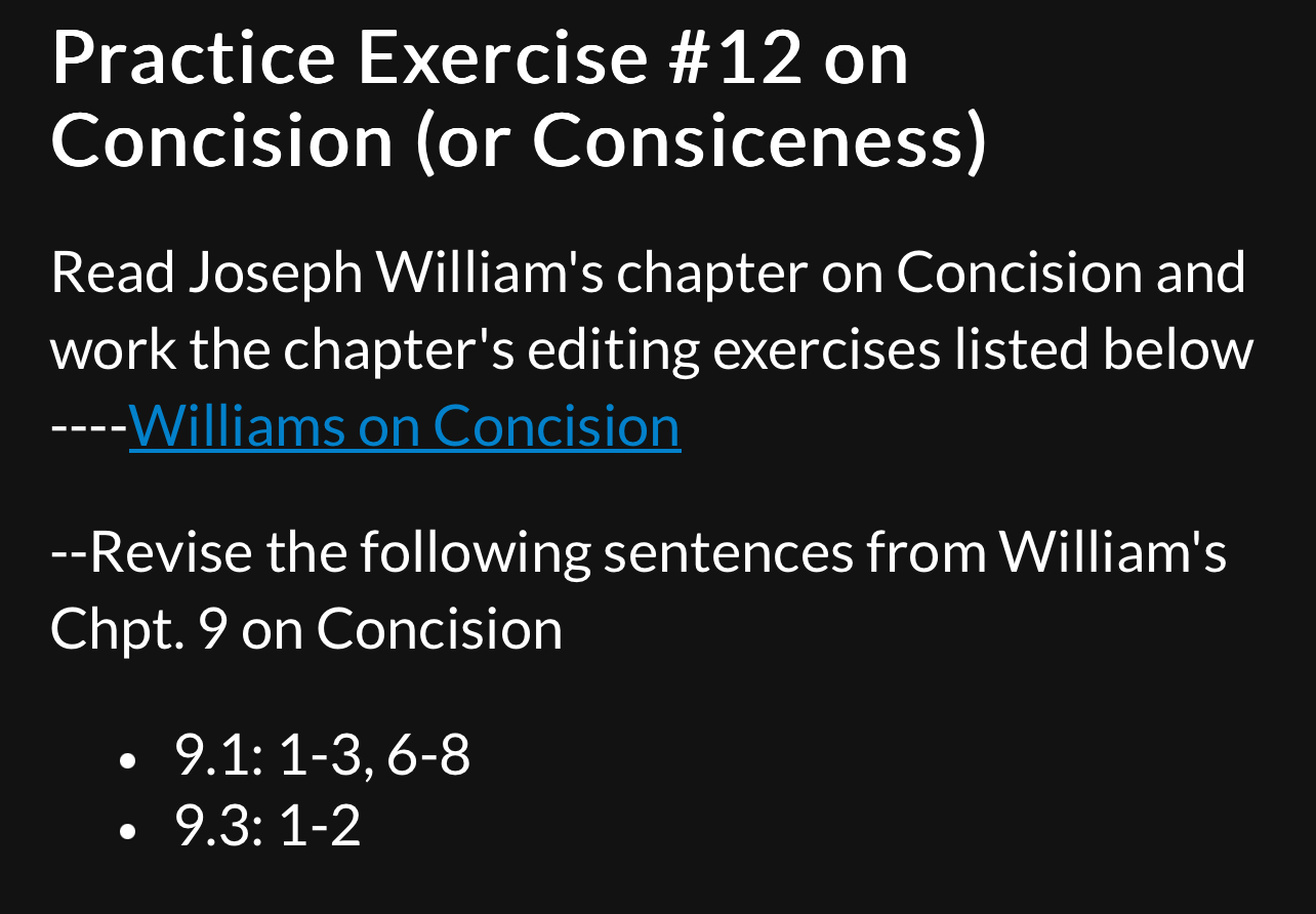 Practice Exercise #12 on Concision (or