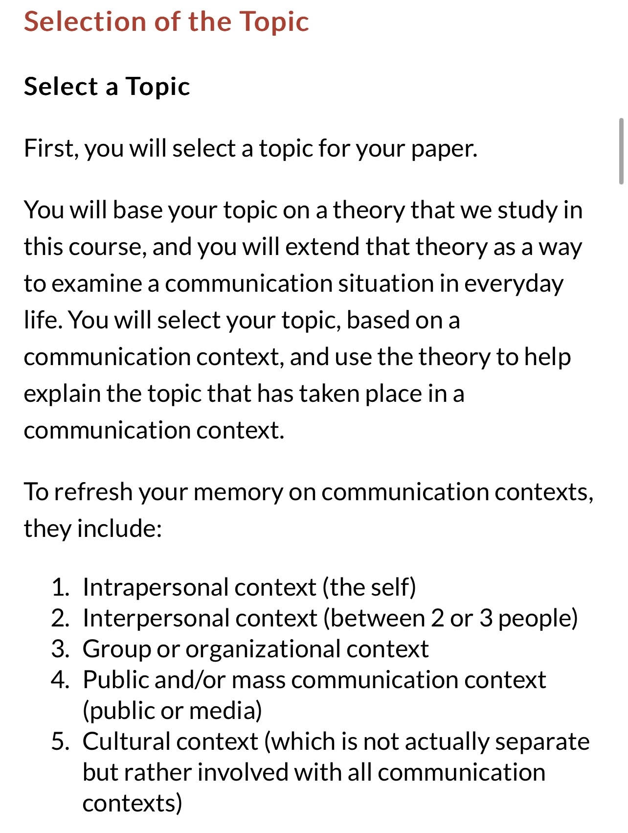 Selection of the Topic Select a Topic First, you