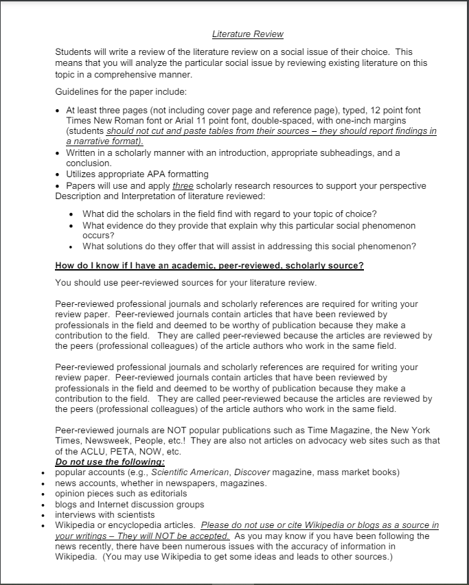 Literature Review Literature Reviews are an