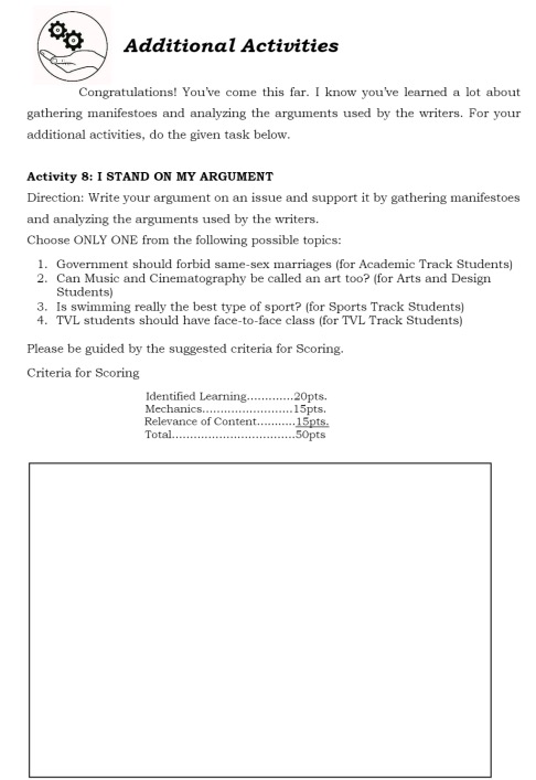 Read the directions and do the activity Don't use