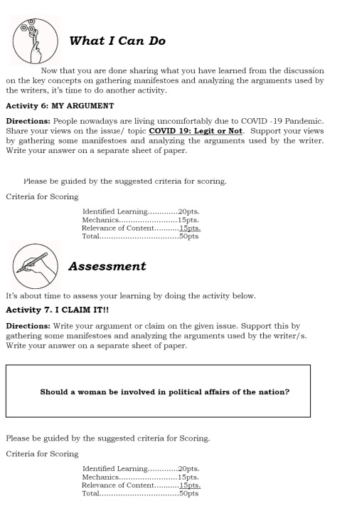 Read the directions and do the activity Don't use