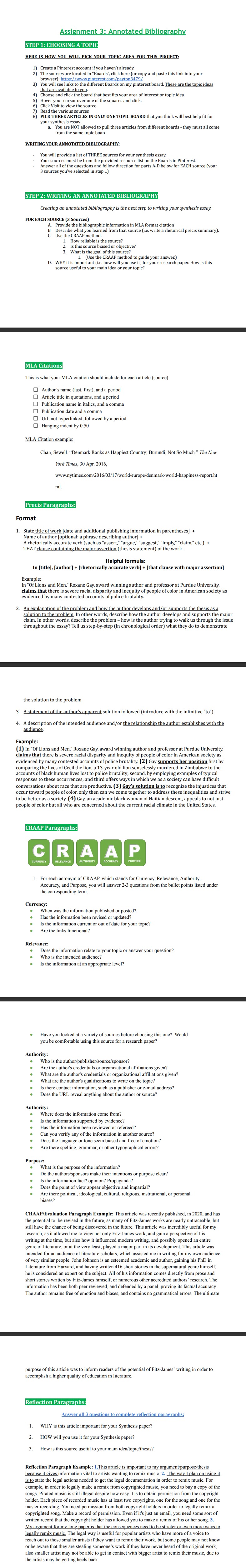 I need help formulating a annotated bibliography