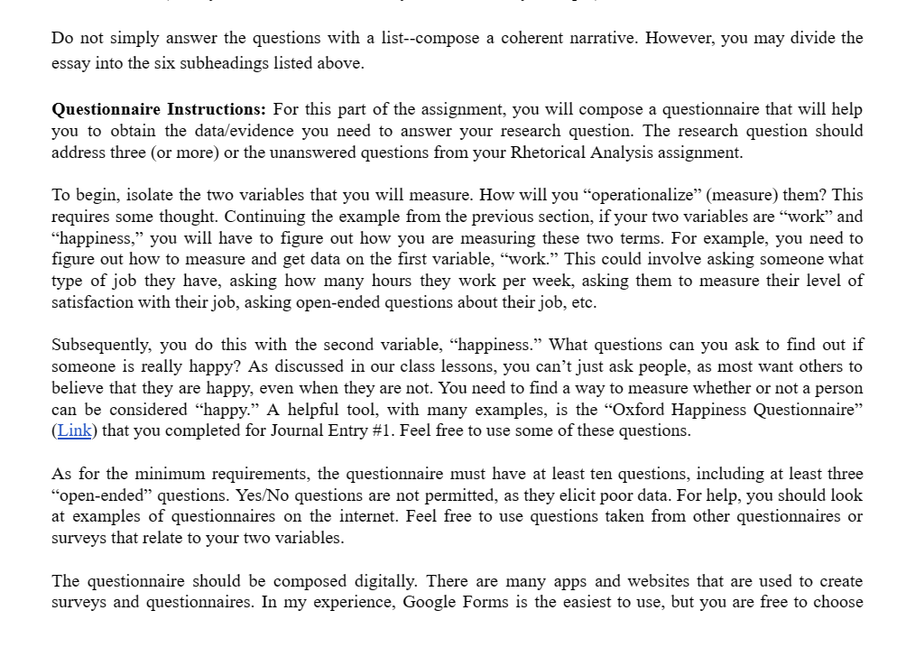 First Draft, Final Draft, Assignment Review, &