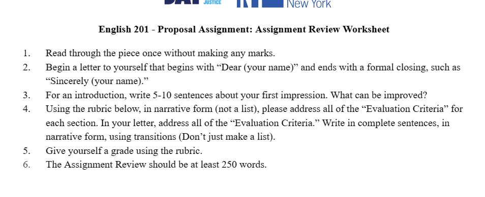 First Draft, Final Draft, Assignment Review, &