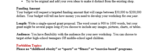 I need help with this grant proposal assignment,