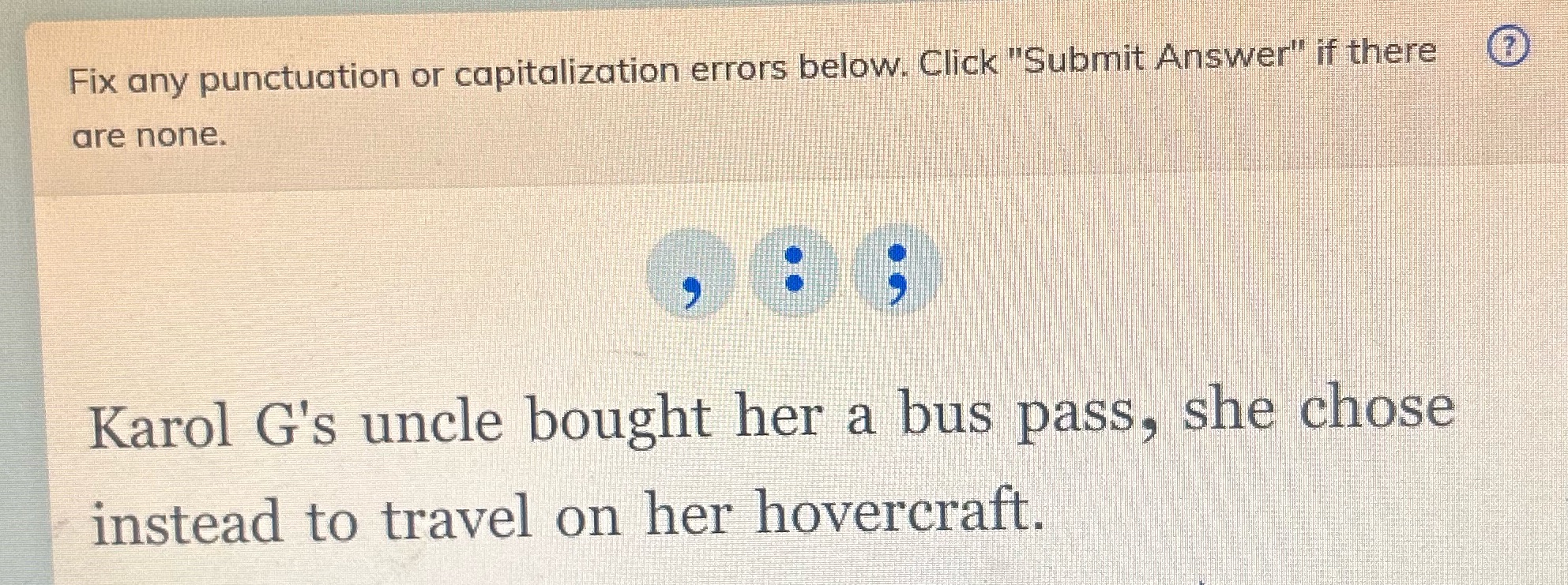 Fix punctuation and capitalization Fix any