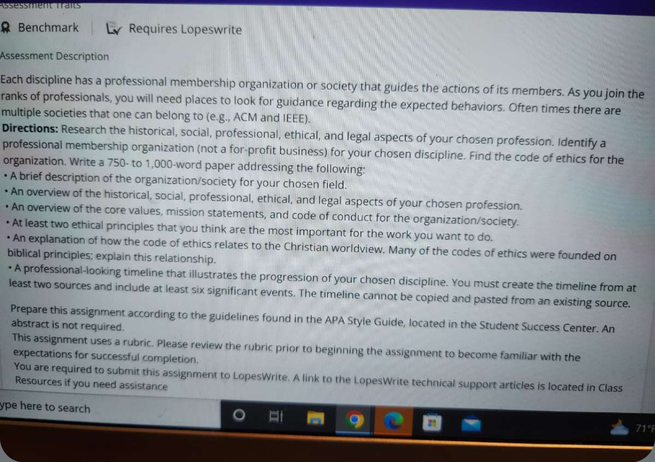 Assessment Traits Benchmark Ly Requires