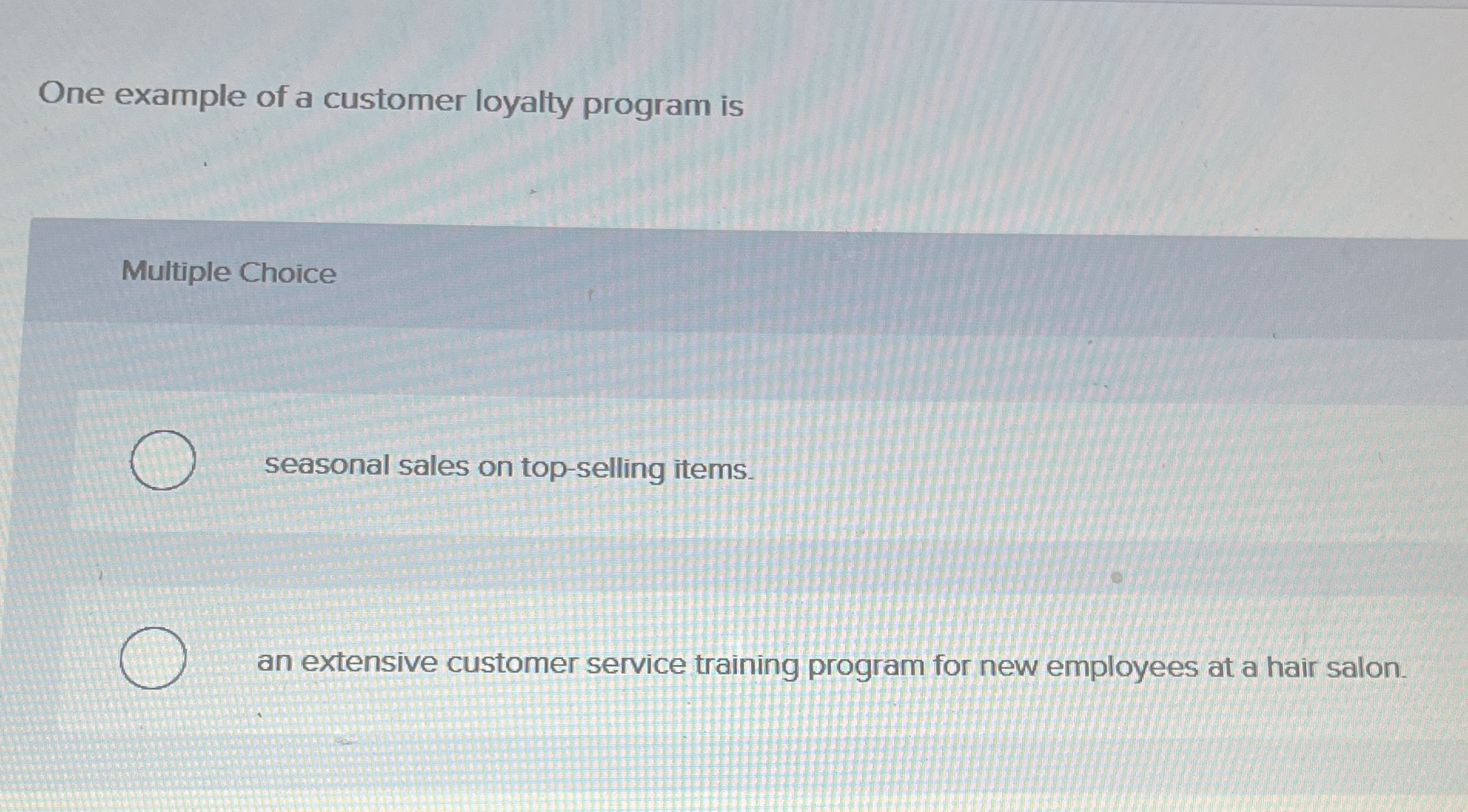 One example of a customer loyalty program is