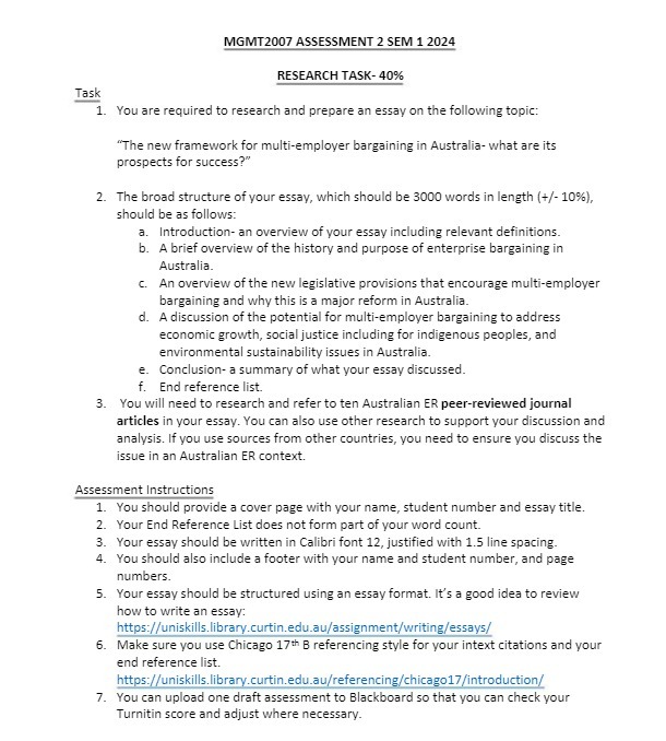 MGMT2007 ASSESSMENT 2 SEM 1 2024 RESEARCH TASK-