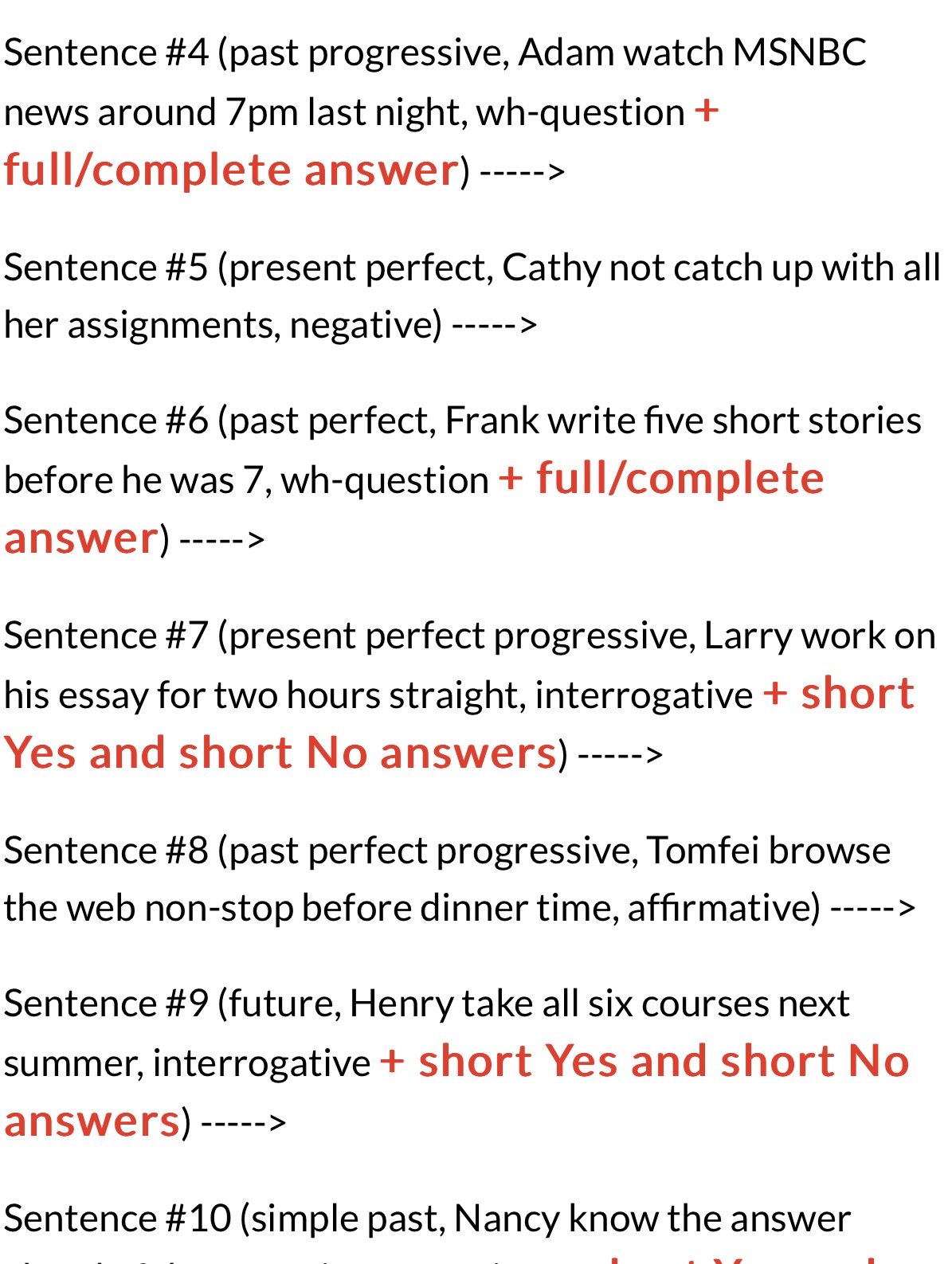 Can you help me with this For example: Sentence x