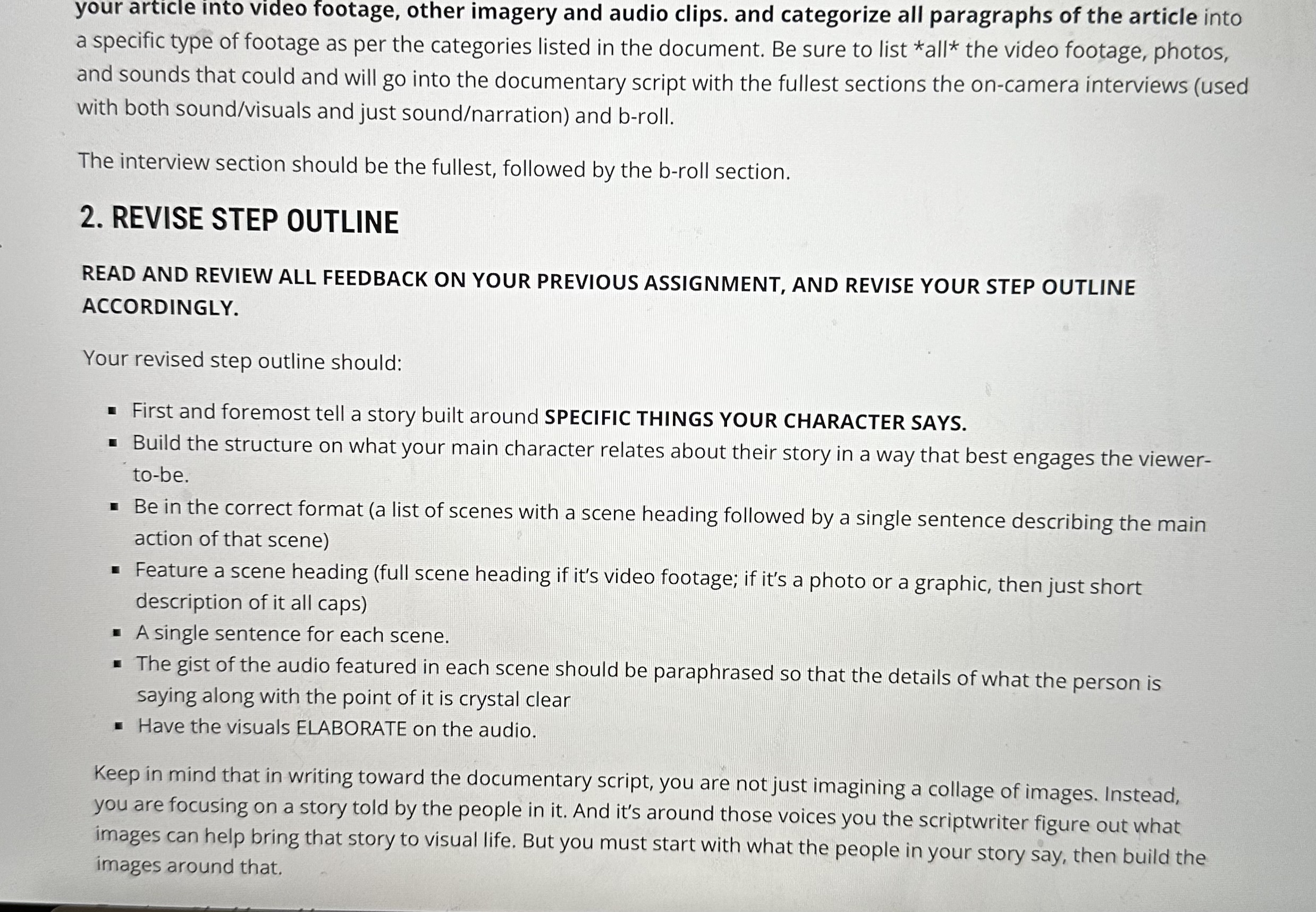 1. REVISE YOUR DOC ELEMENTS LIST The Doc Project
