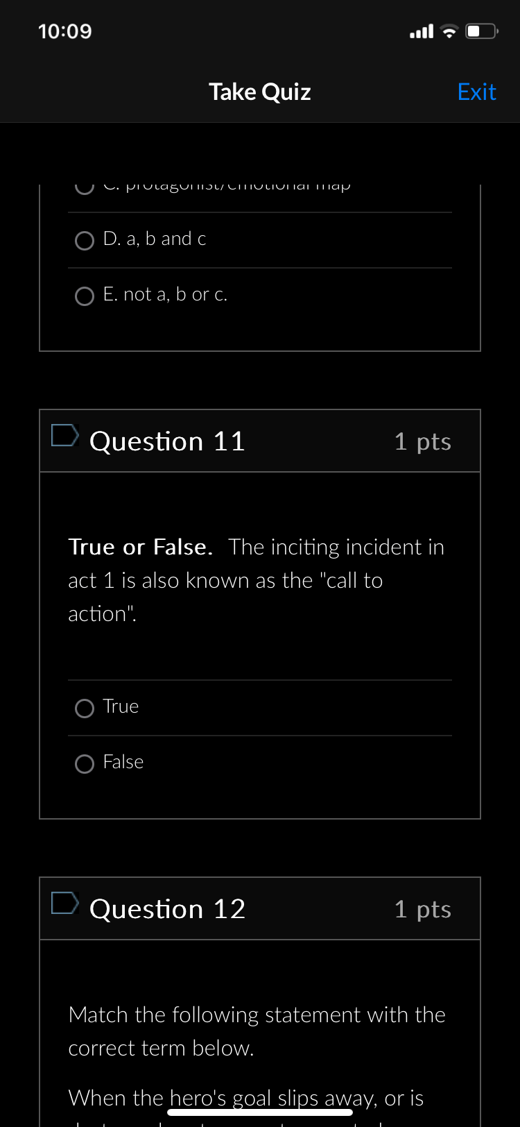 Take Quiz : Question 7/ 1 pts How do you not