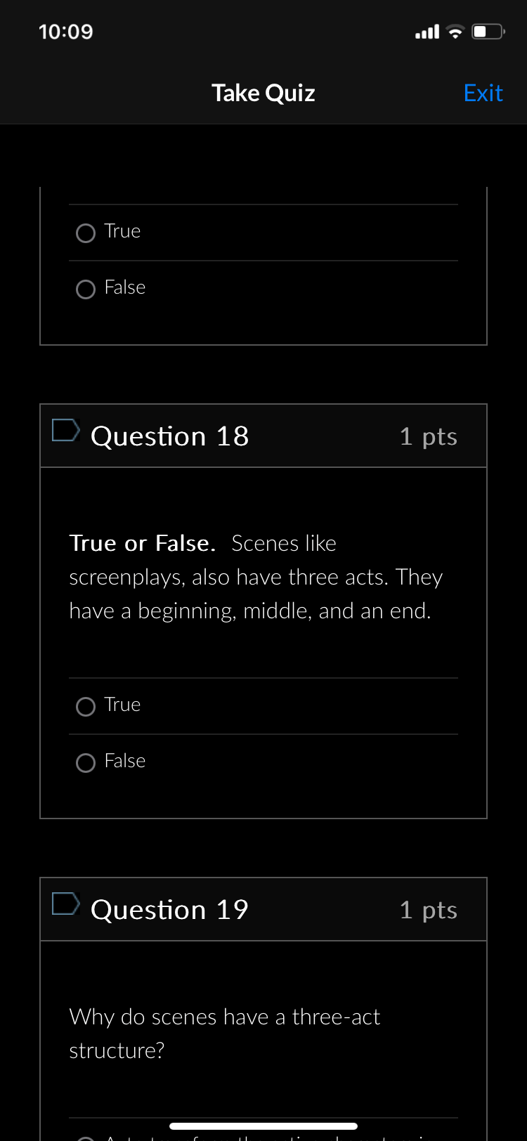 Take Quiz : Question 7/ 1 pts How do you not