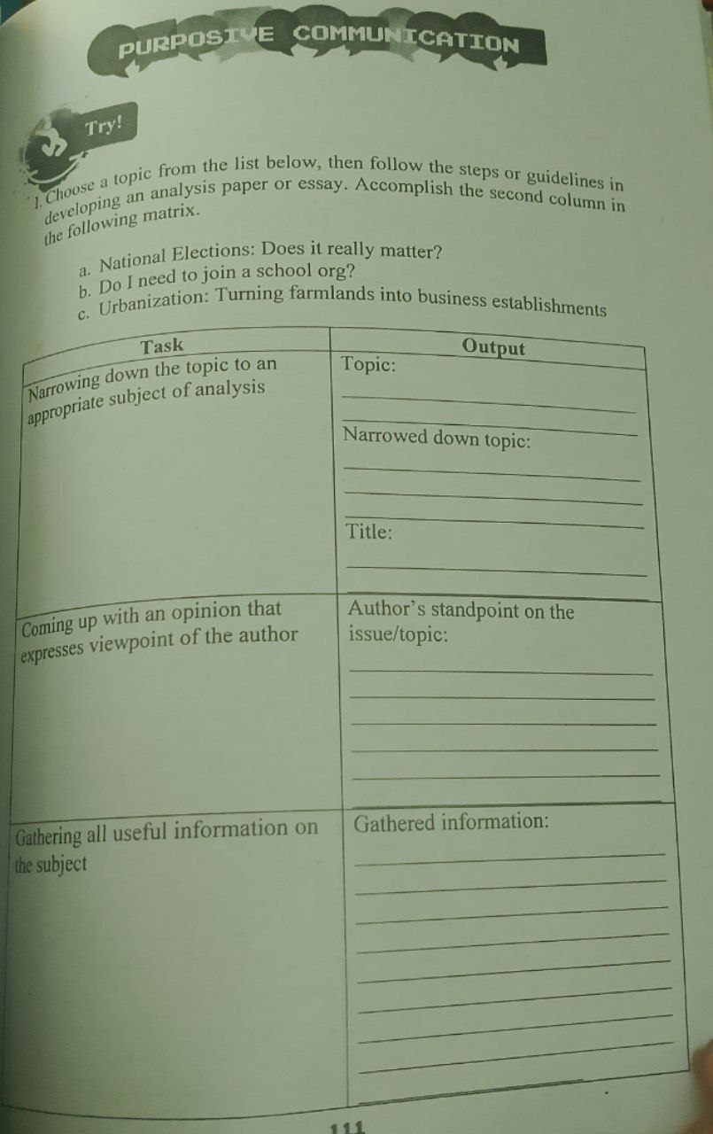 Subject: CREATIVE WRITING Answer the following