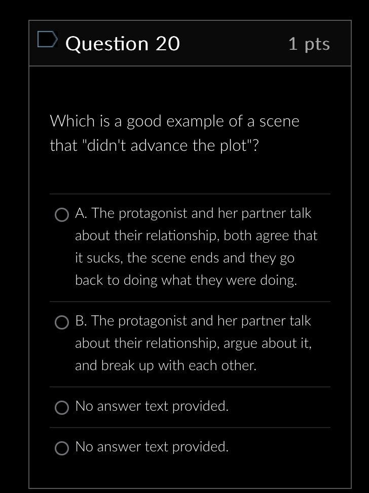 L Question 20 (o) RS Which iIs a good example of