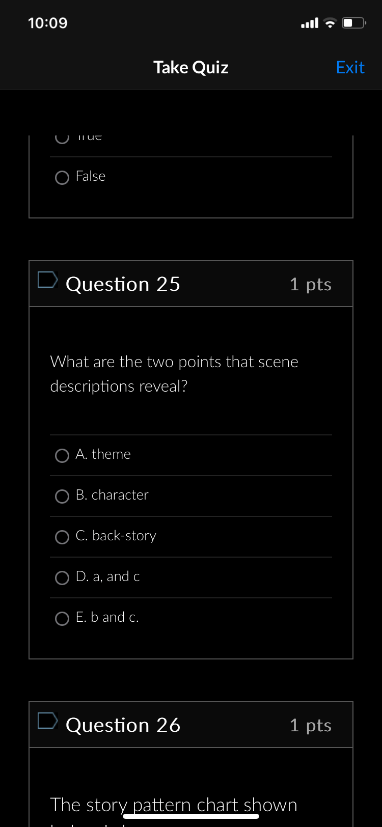 Take Quiz : Question 8 1 pts True or False. You