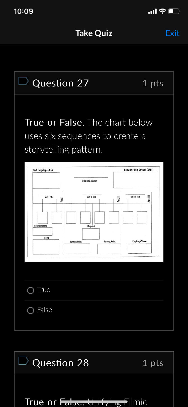 Take Quiz : Question 8 1 pts True or False. You