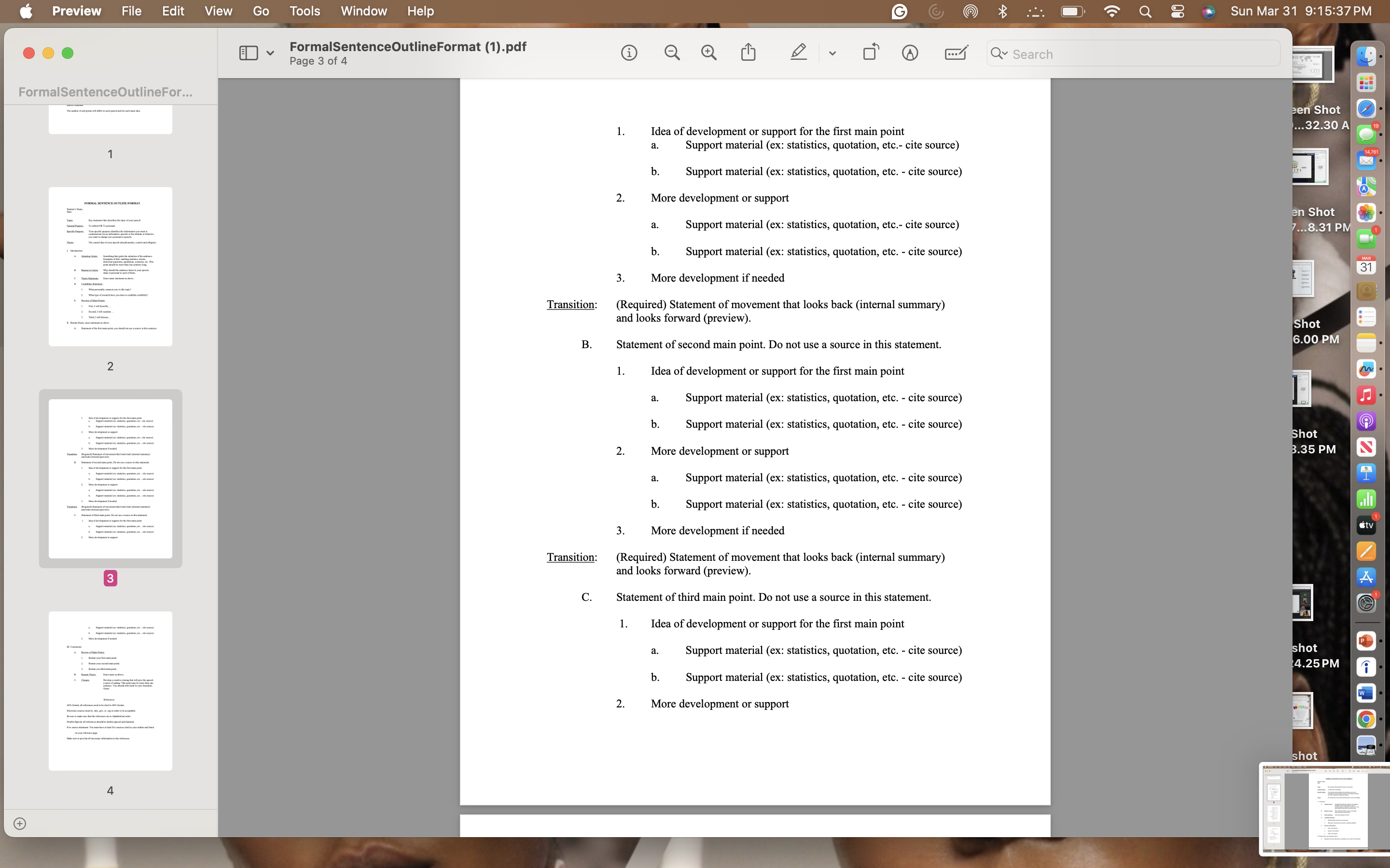 Please make an outline see document for reference