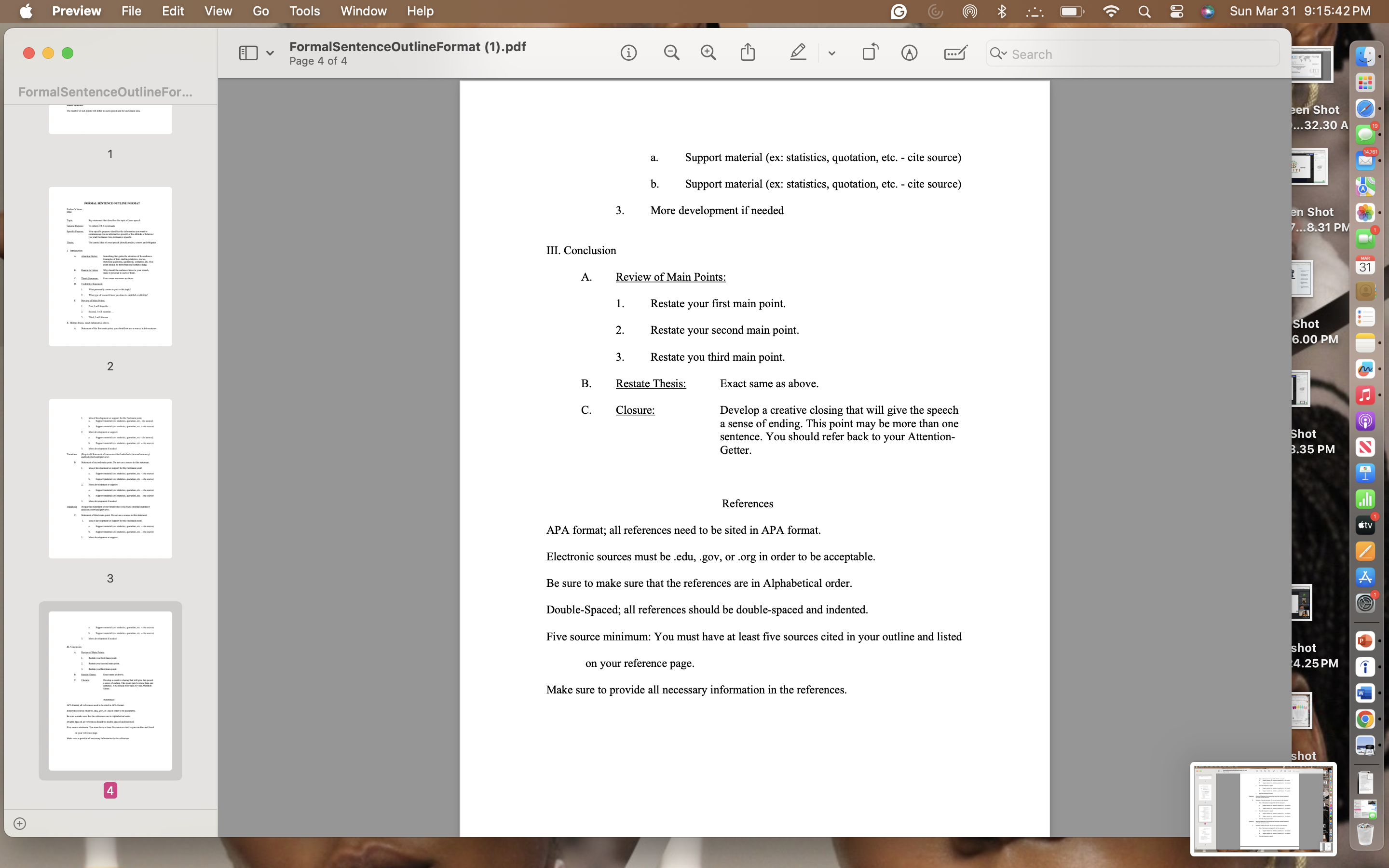 Please make an outline see document for reference