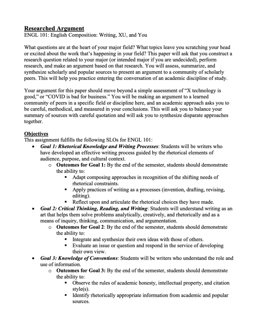 I need help with my research argument, I started