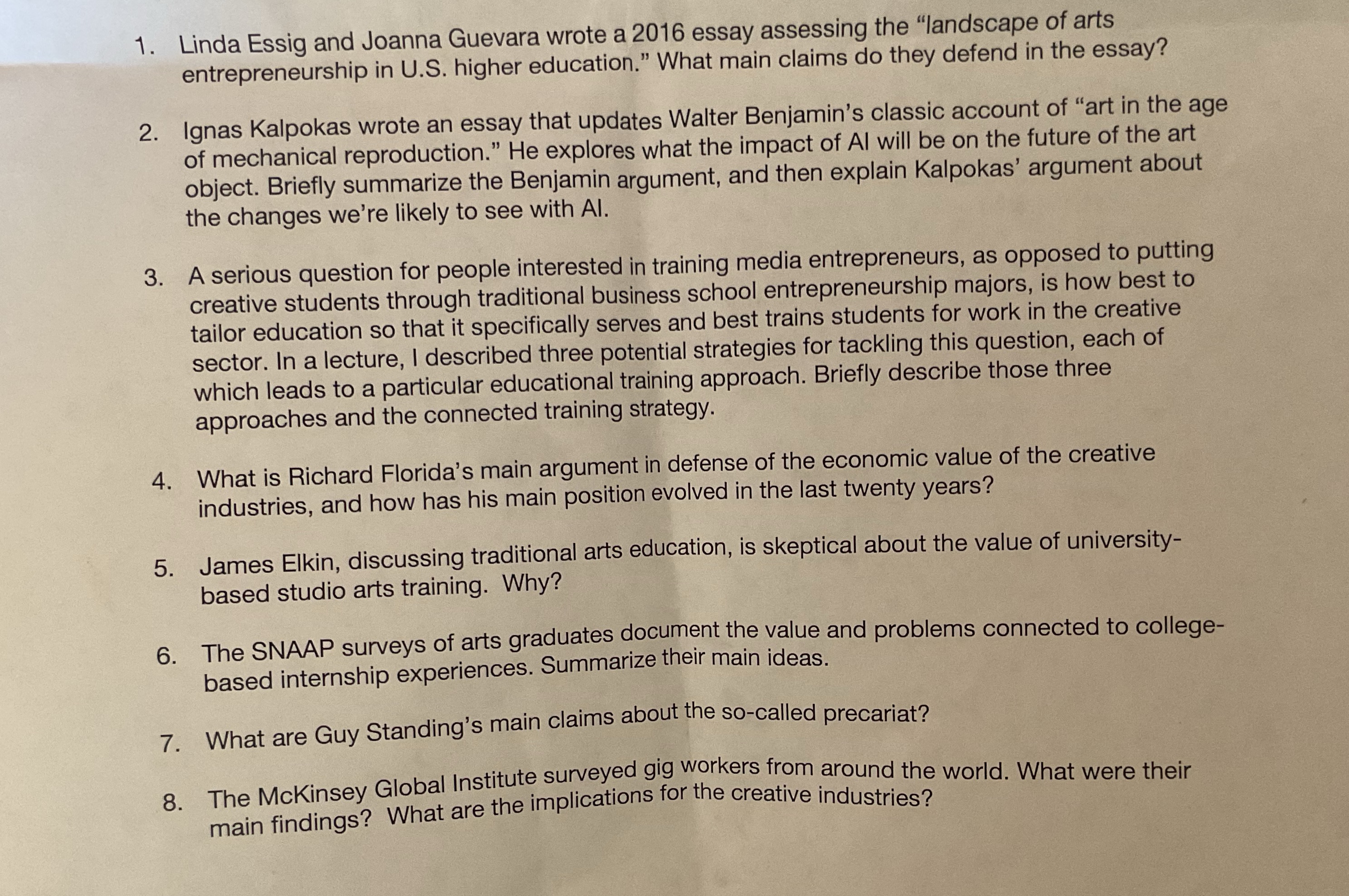 Please answer 1-8 THROUGHLY. Each reference and