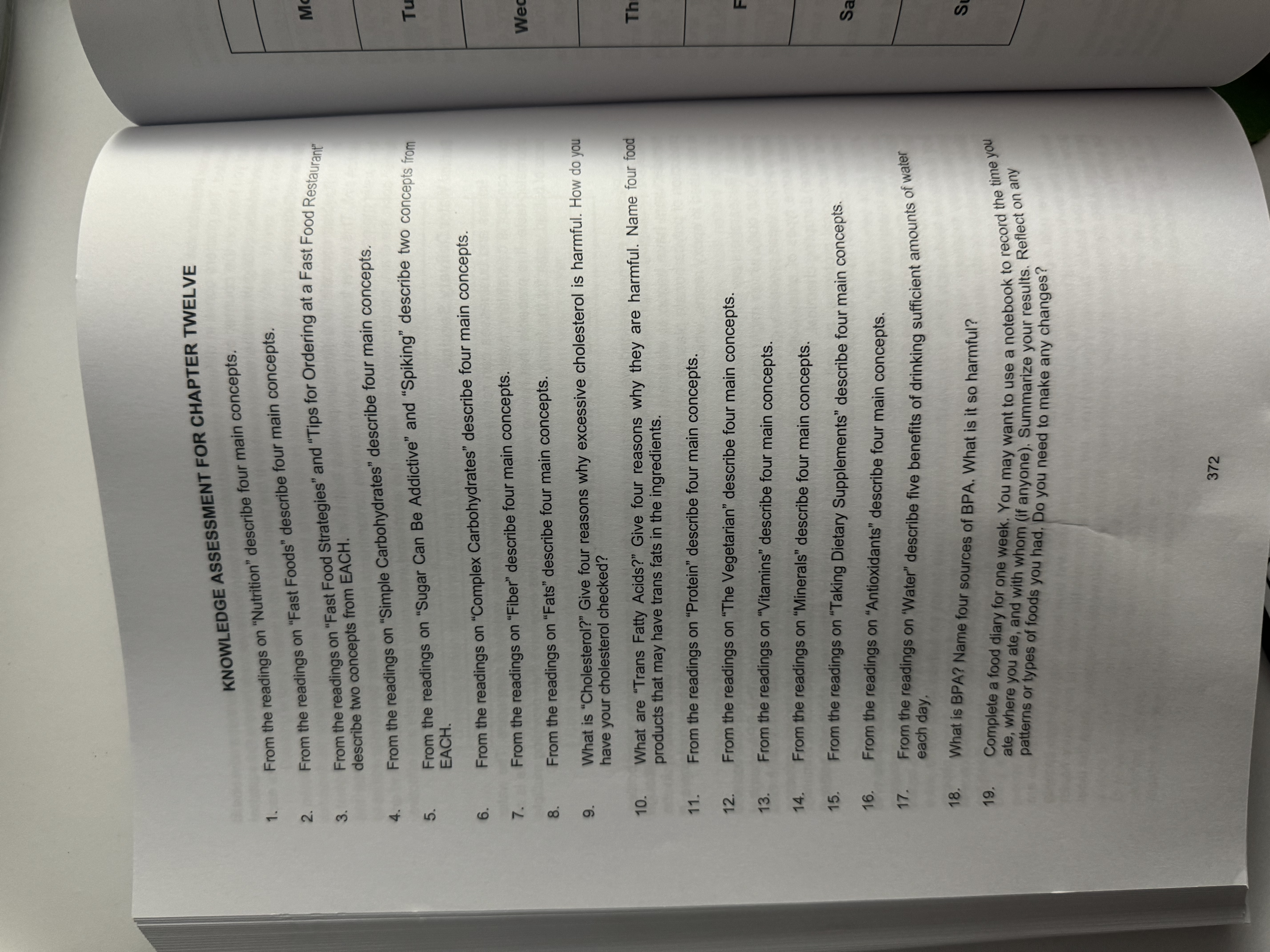 Use the following format example and textbook