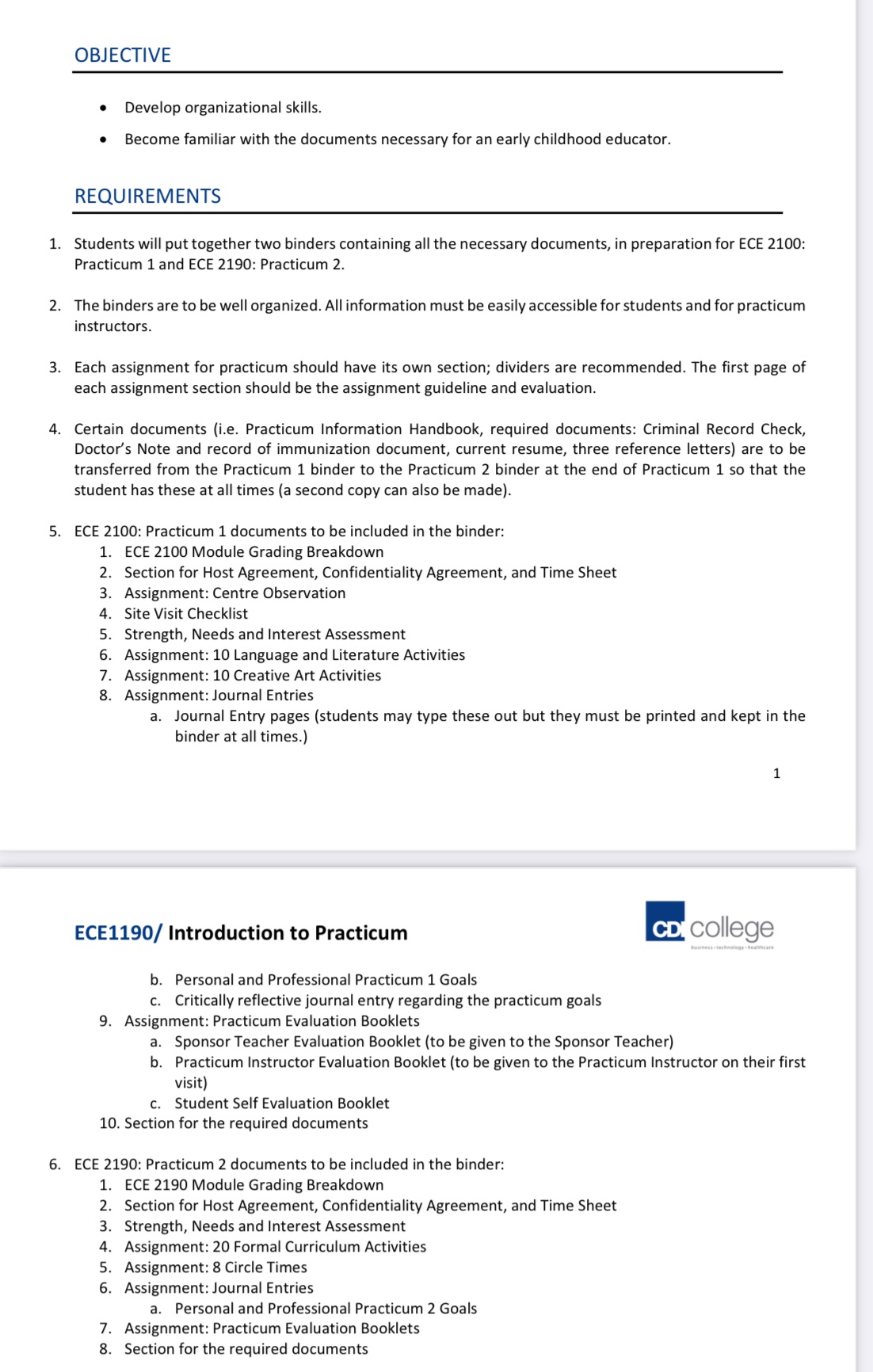 OBJECTIVE e Develop organizational skills. e