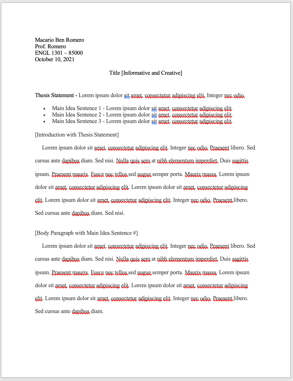 For this exercise, you complete and submit a