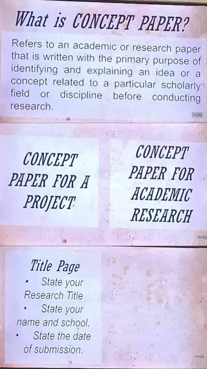 Create a concept paper Use this format Topic: