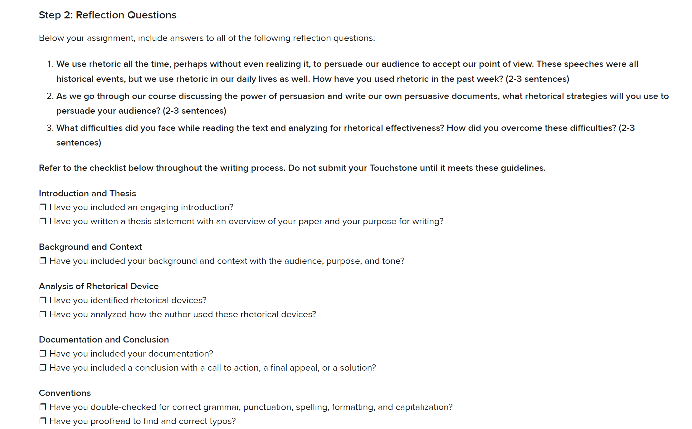 Touchstone 1.1: Write a Rhetorical Analysis