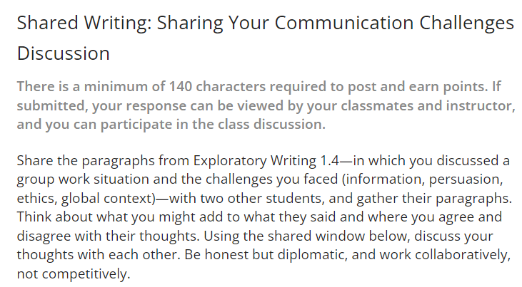 Shared Writing: Sharing Your Communication