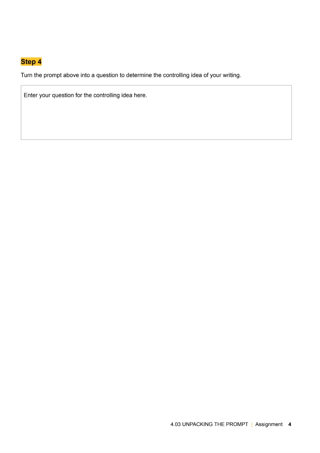 PLANNING YOUR WRITING IN A PREVIOUS MODULE YOU