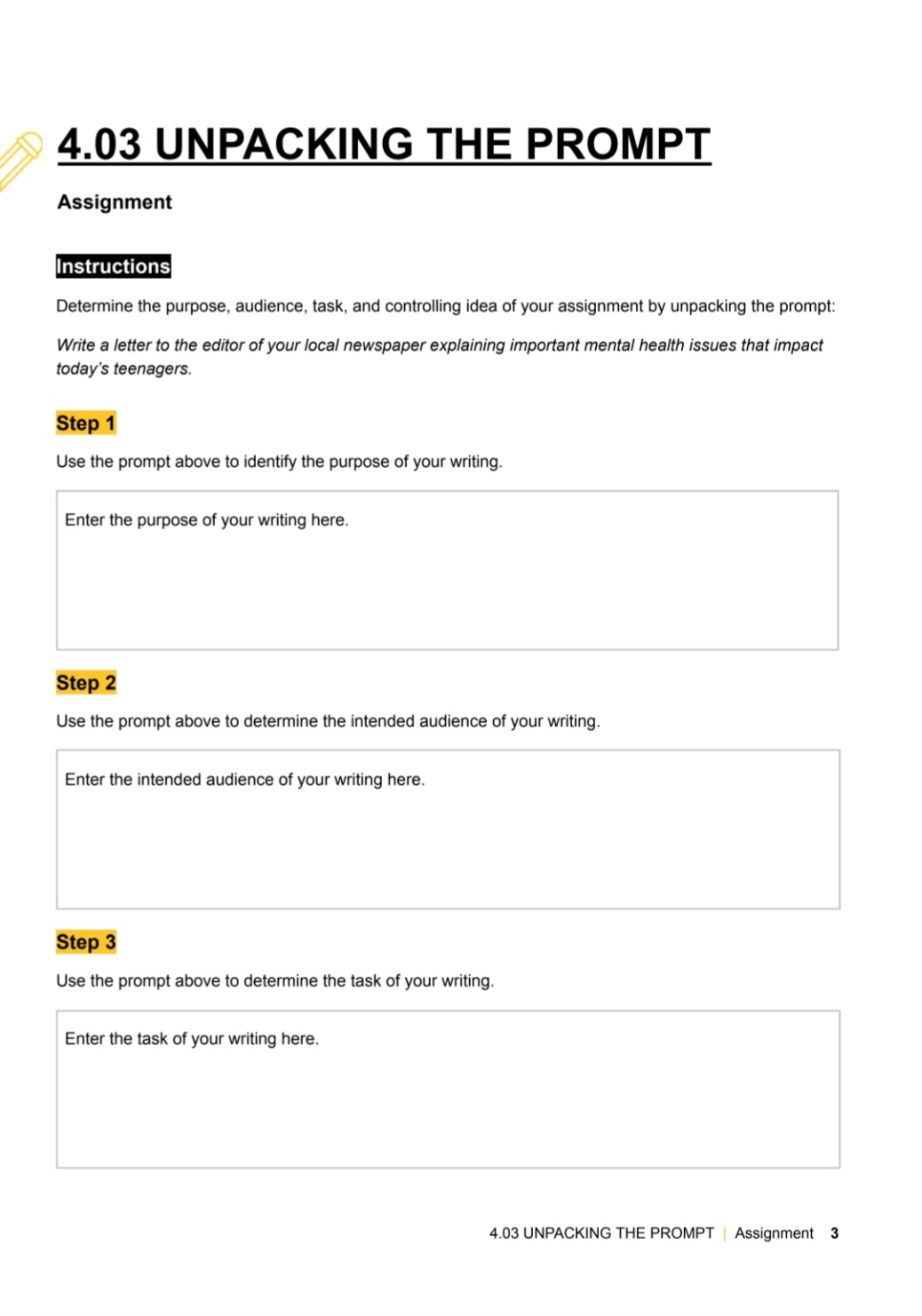 PLANNING YOUR WRITING IN A PREVIOUS MODULE YOU