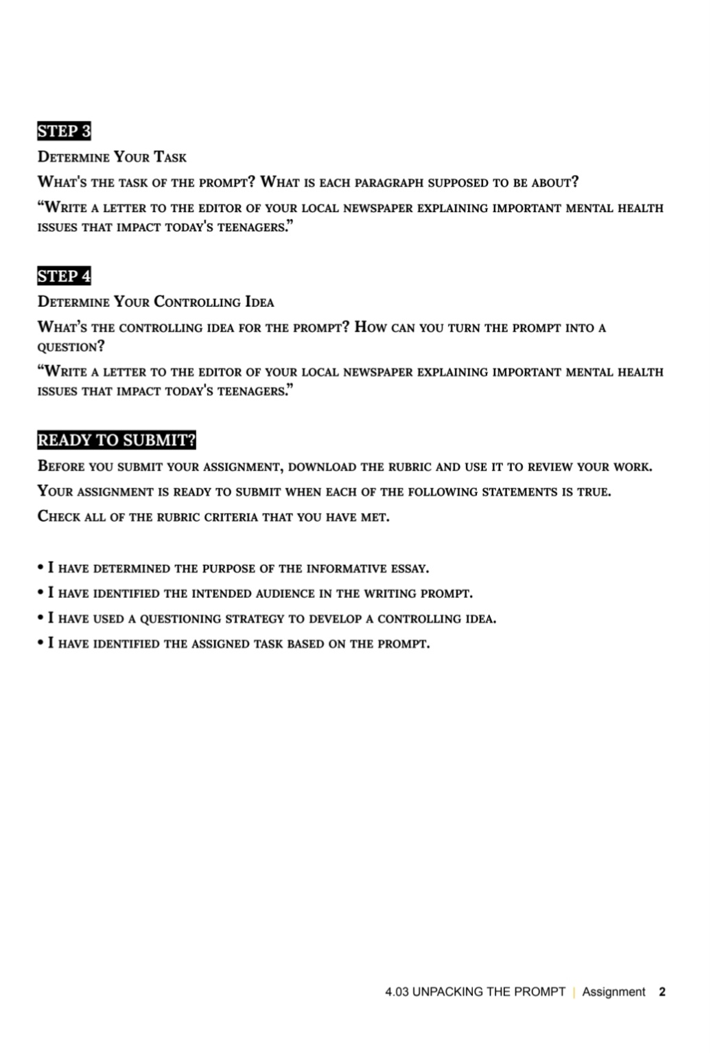 PLANNING YOUR WRITING IN A PREVIOUS MODULE YOU