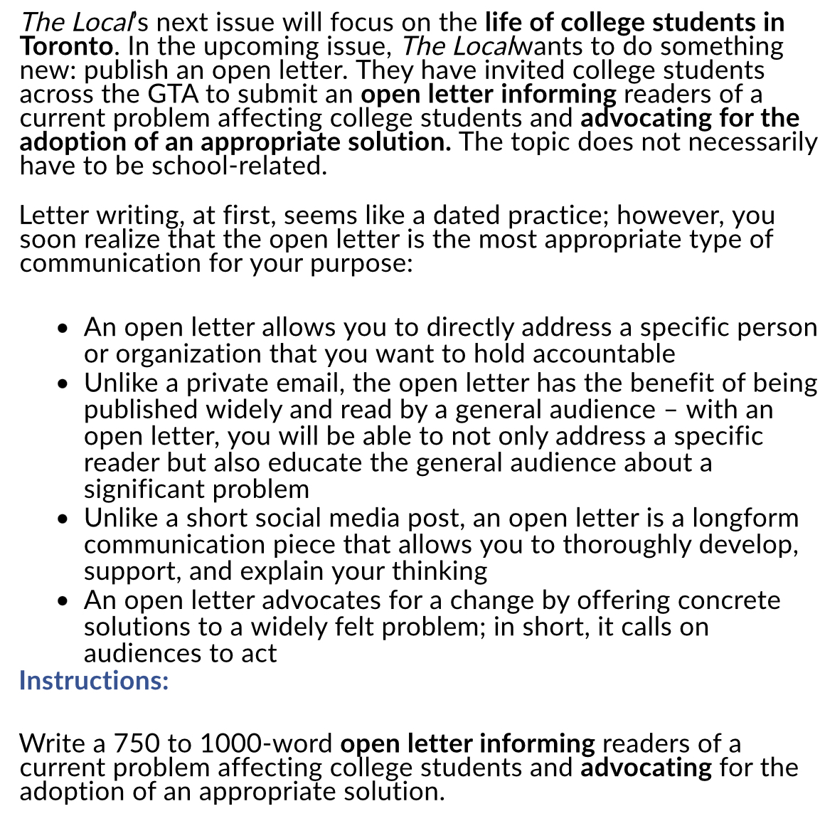 Hi can you read the task below The Locals next