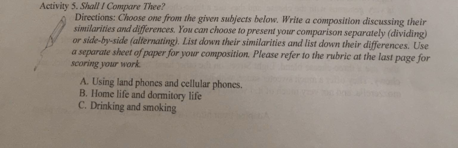 Read the directions & do the activity Own answer.