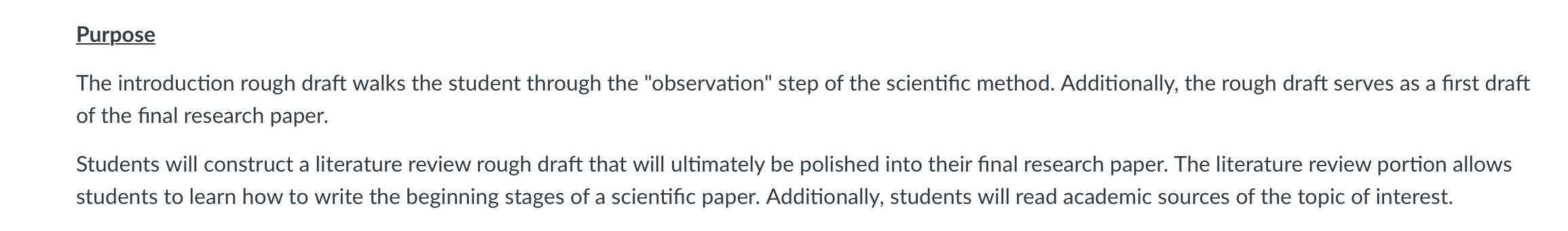 Purpose The introduction rough draft walks the