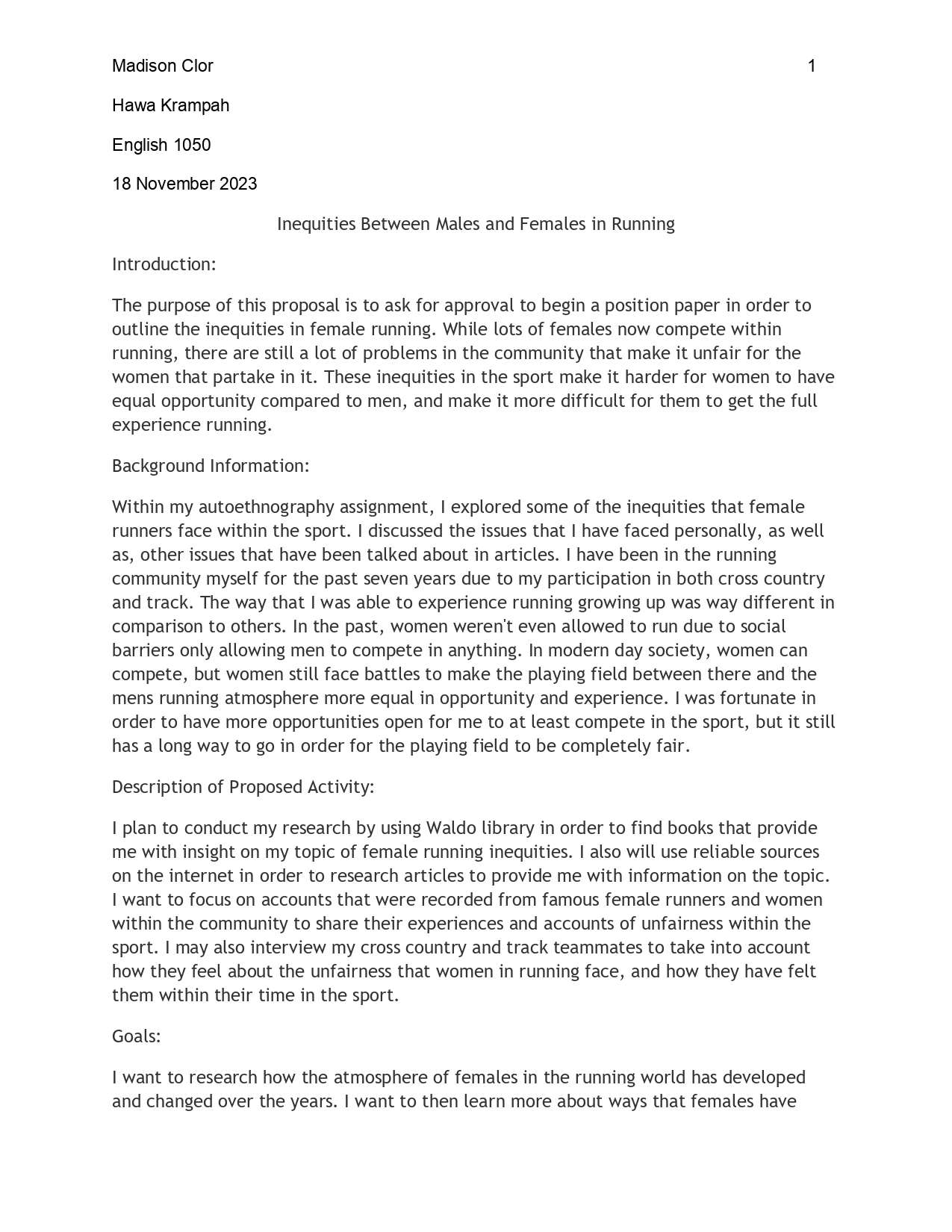 Project Proposal (Proposal for Position Paper)