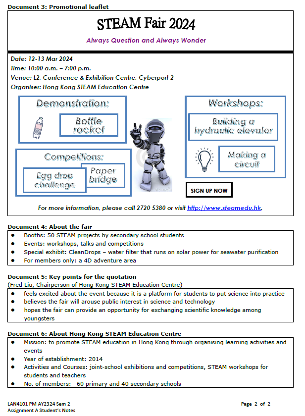 LAN4101 E&C: Promotional Materials Assignment
