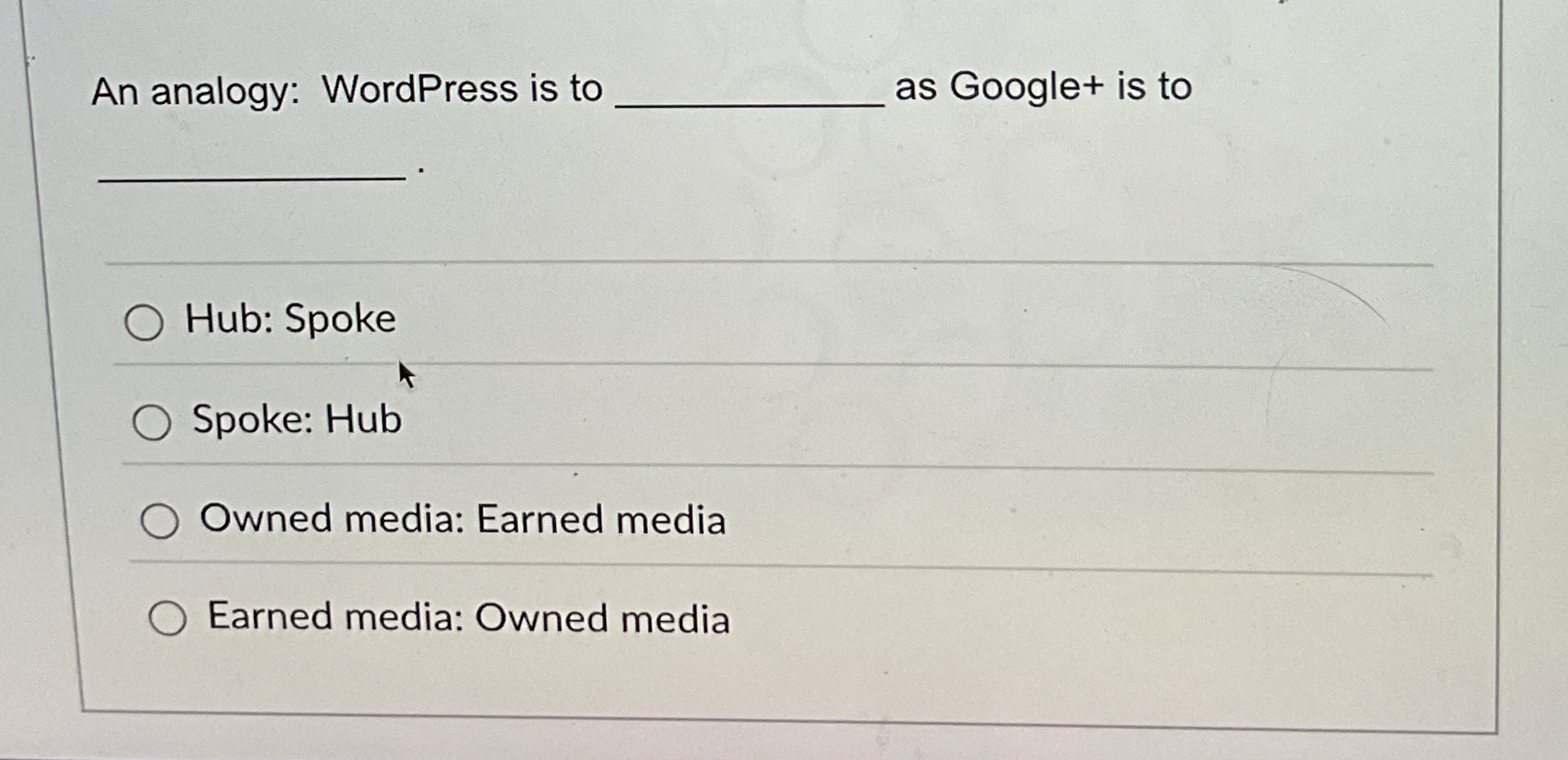 An analogy: WordPress is to q , as Google + is to