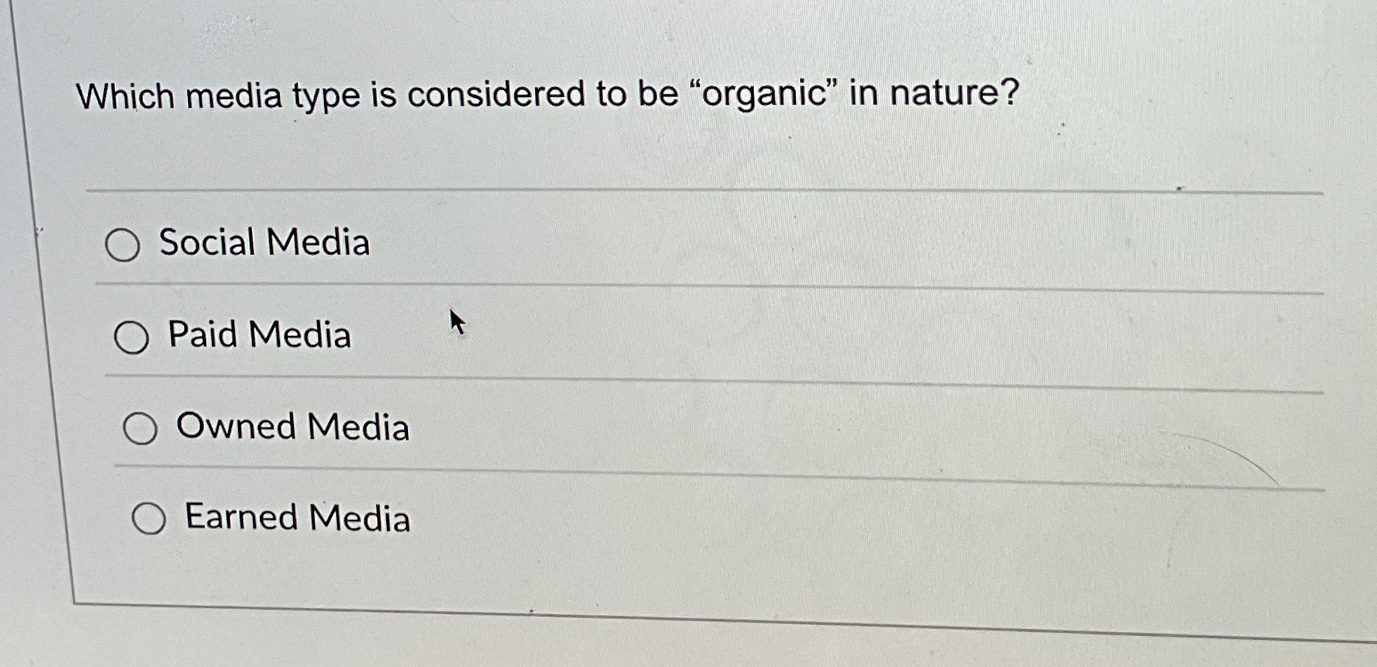Which media type is considered to be "organic" in