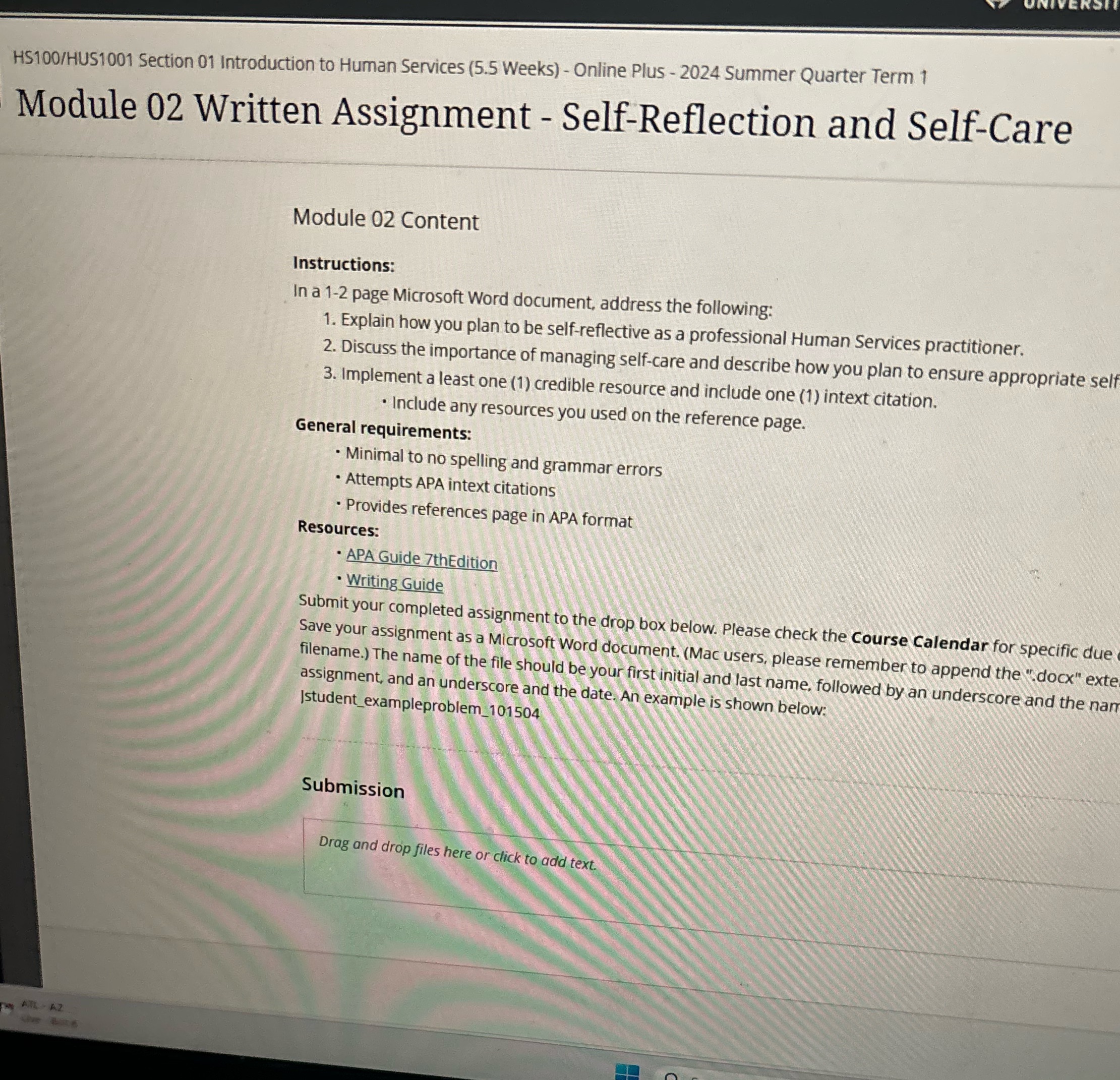 HS100/HUS1001 Section 01 Introduction to Human