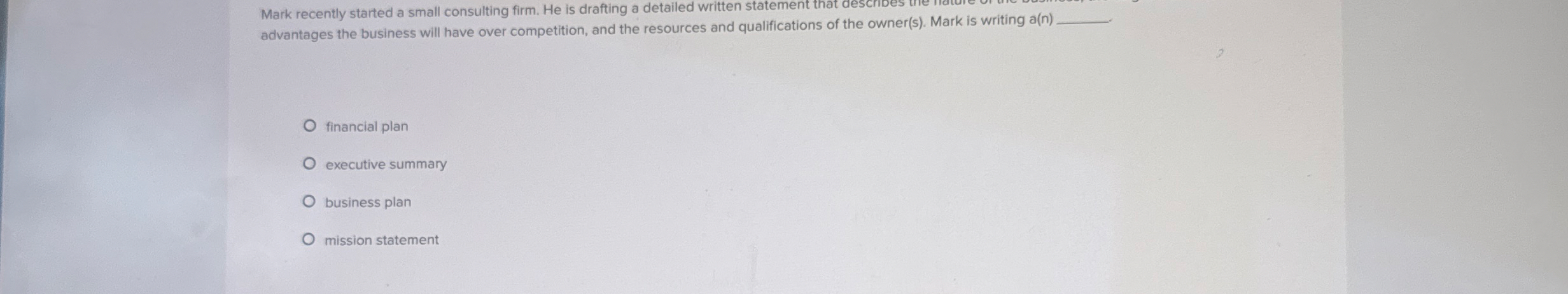 Mark recently started a small consulting firm. He